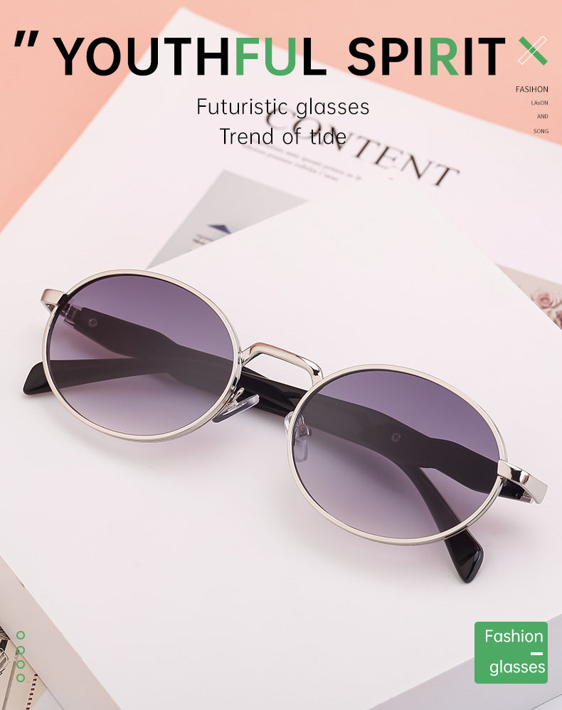 Oval Small Frame Sunglasses for Women, High-End Brand, European and American Style, Trendy UV Protection Sunglasses