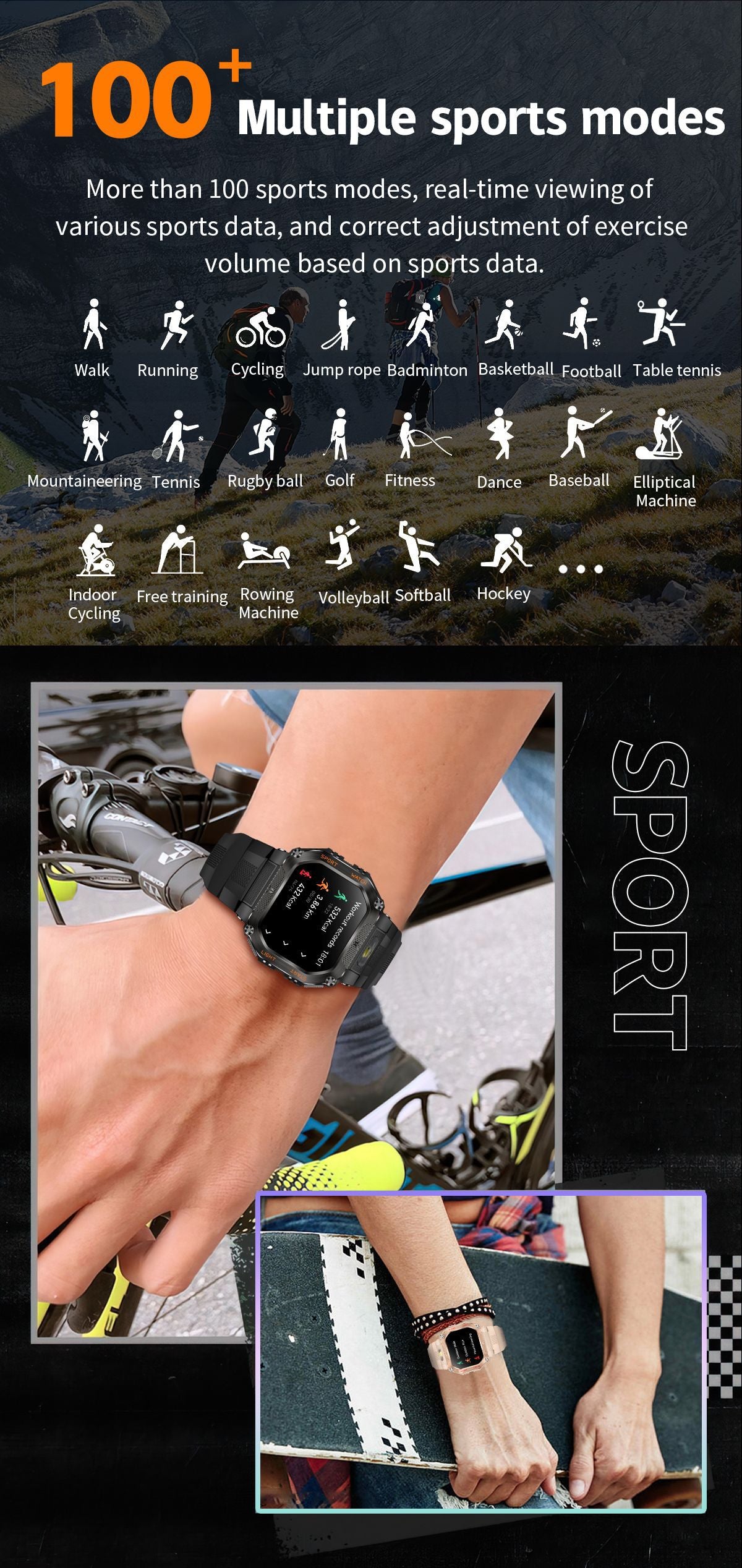 HT34Smart Watch Bluetooth Call True Heart Rate Step Sleep Monitoring3ATM Waterproof Outdoor Sports Three-Proof