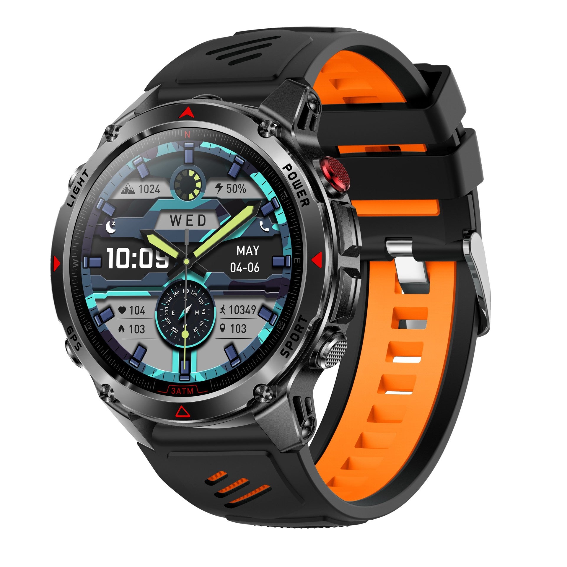 HT37Smart Watch1.46inch Bluetooth Call Heart Rate Pedometer GPS Beidou Positioning Three-Proof Sports Track