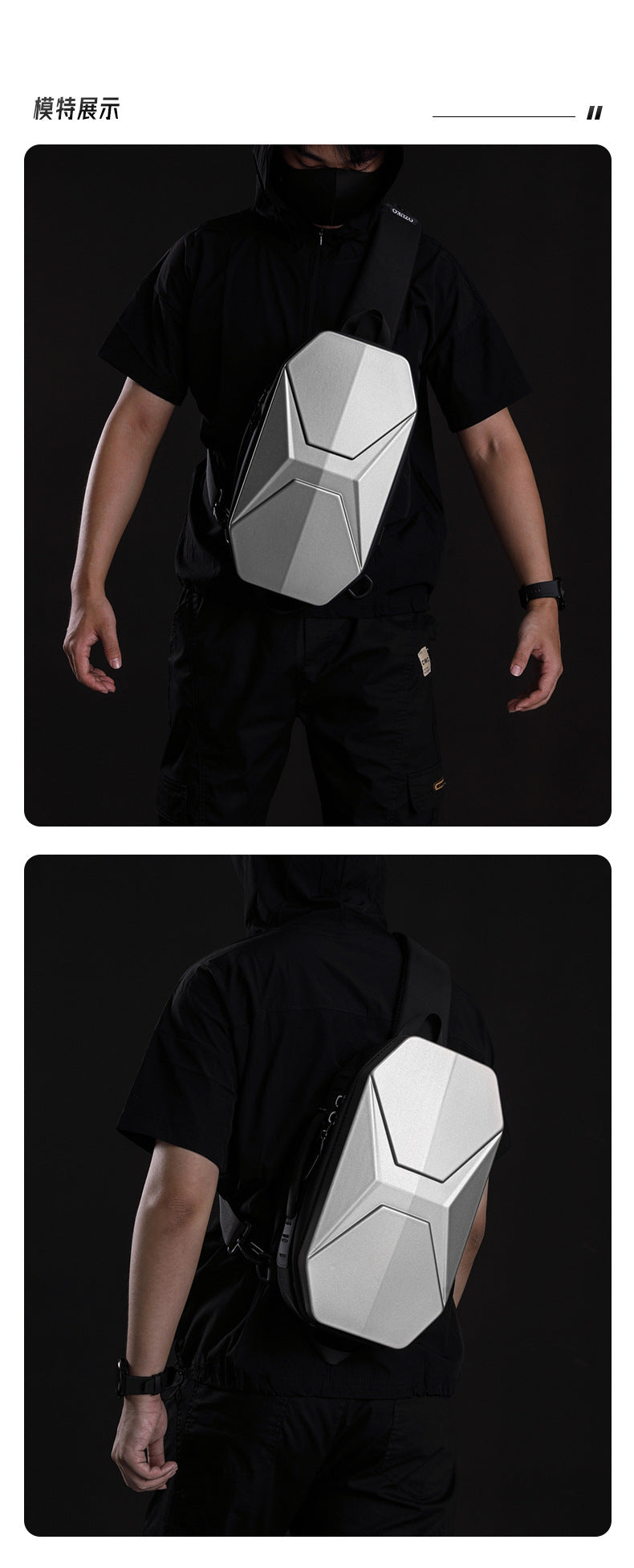 ozuko Functional trendy men's chest bag PC Hard Shell Waterproof Multifunctional Crossbody Bag Shoulder Outing Sports Men's Bag