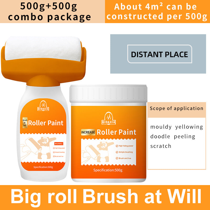 Orange Wall Large Roller Brush Repair Paint Water-Based Odorless Latex Paint Graffiti Cover Wall Roller Paint