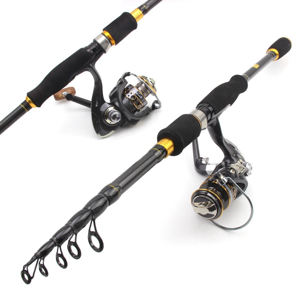 Wholesale Retractable Lure Rod Set Straight Handle Lure Spinning Reel Lure Bait Combination European and American Popular Fishing Gear