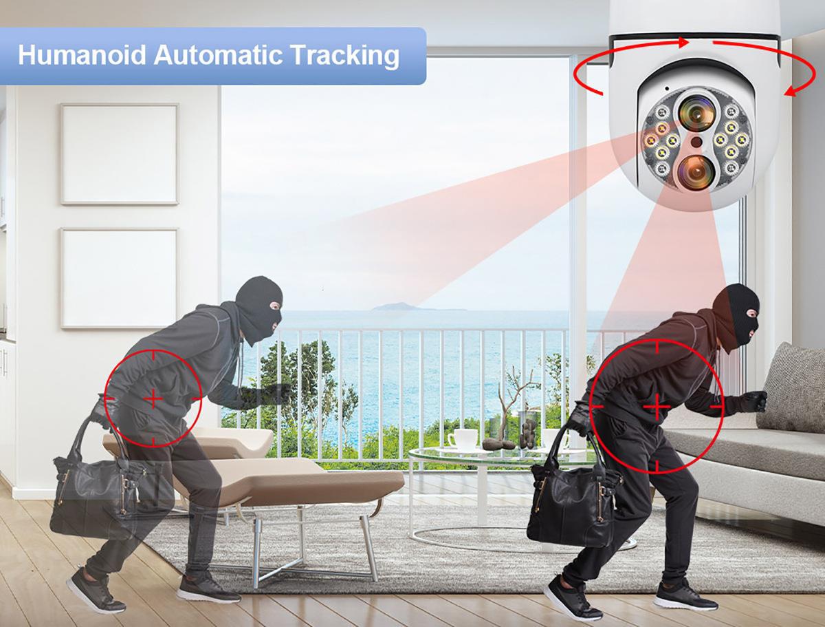 Binocular Bulb Surveillance Camera Zoom Lamp Head Surveillance Camera Full Color Night Vision Smart Lamp Head