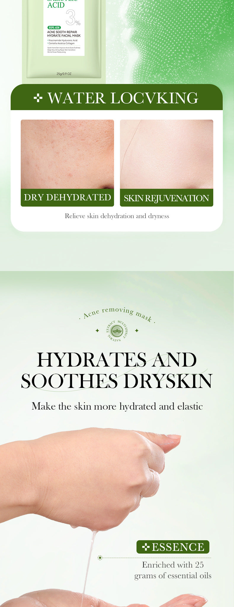 Salicylic Acid Mask SADOER Anti-acne Soothing Skin Rejuvenation Hydrating Anti-acne Mask  Wholesale