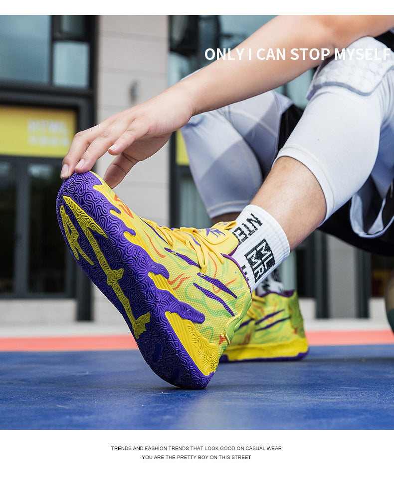 New Mid-Calf Professional Basketball Shoes Outdoor Practical Breathable Couple Shoes Thick Sole Non-Slip Unisex Shock Absorption Sports Shoes