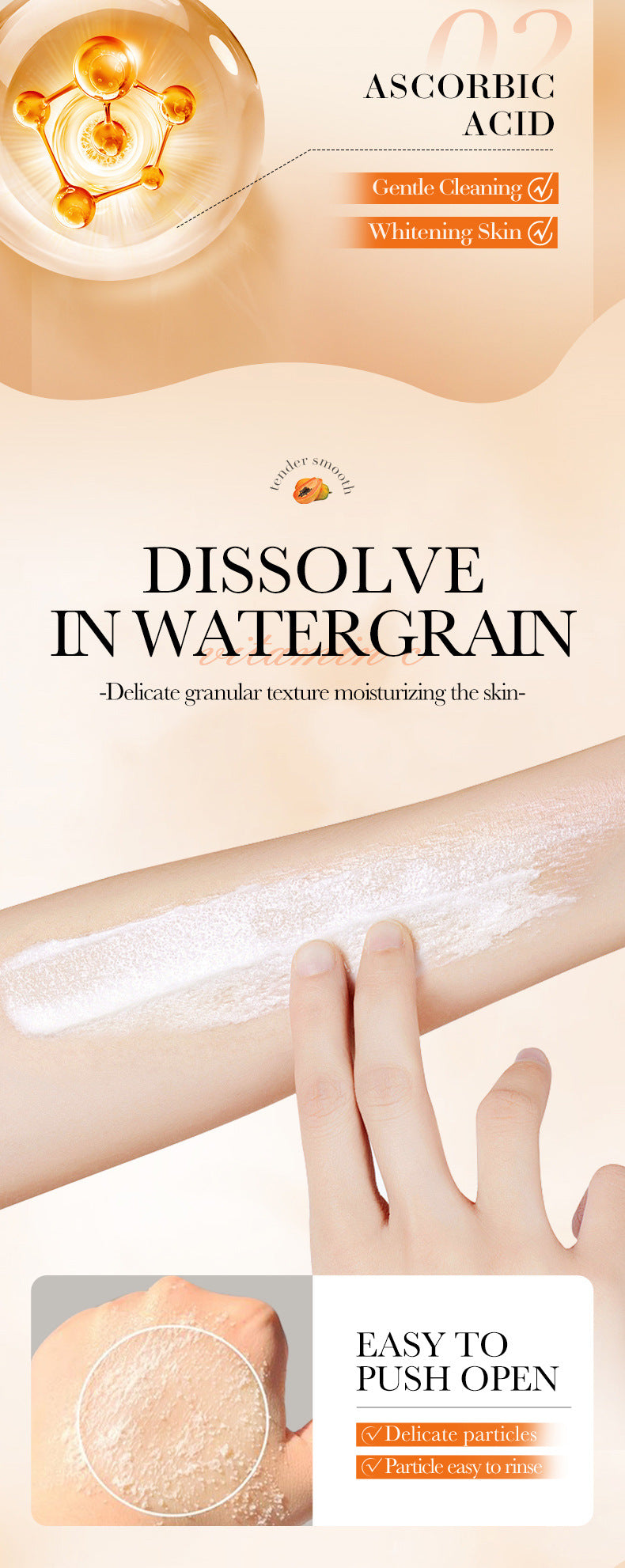 Papaya Whitening Bath Salt430ml BIOAOUA Vitamin C Body Scrub Export Cross-Border Wholesale