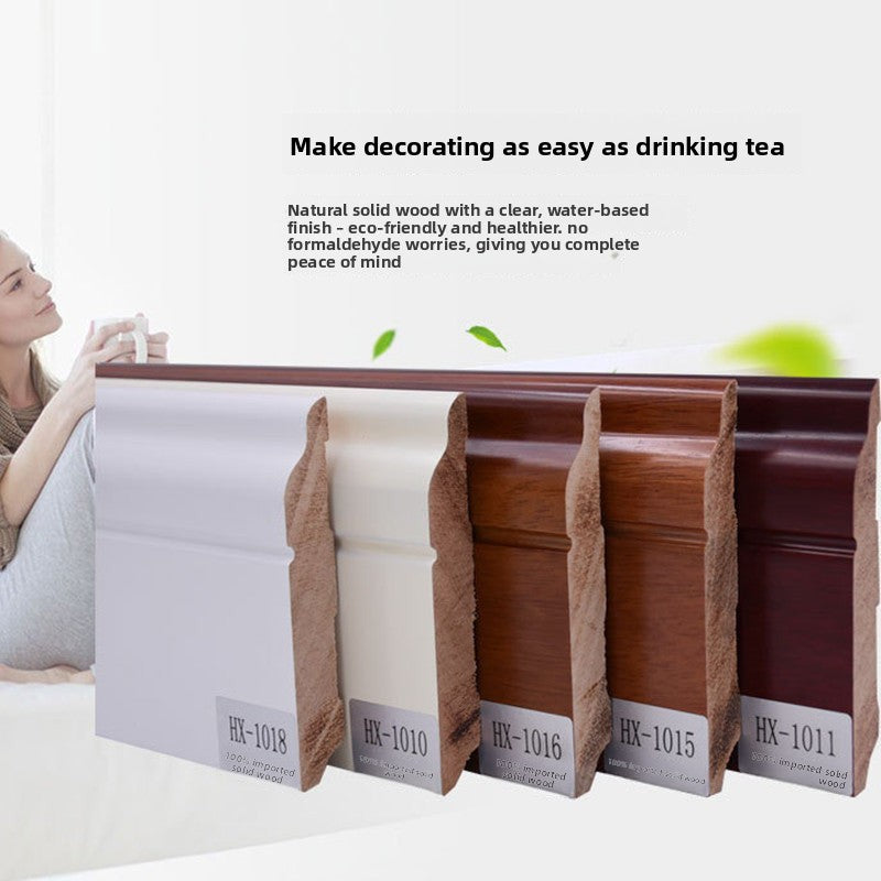 Ivory white solid wood skirting board 10cm Raw wood lines 10Centimeter wooden flooring with white skirting board