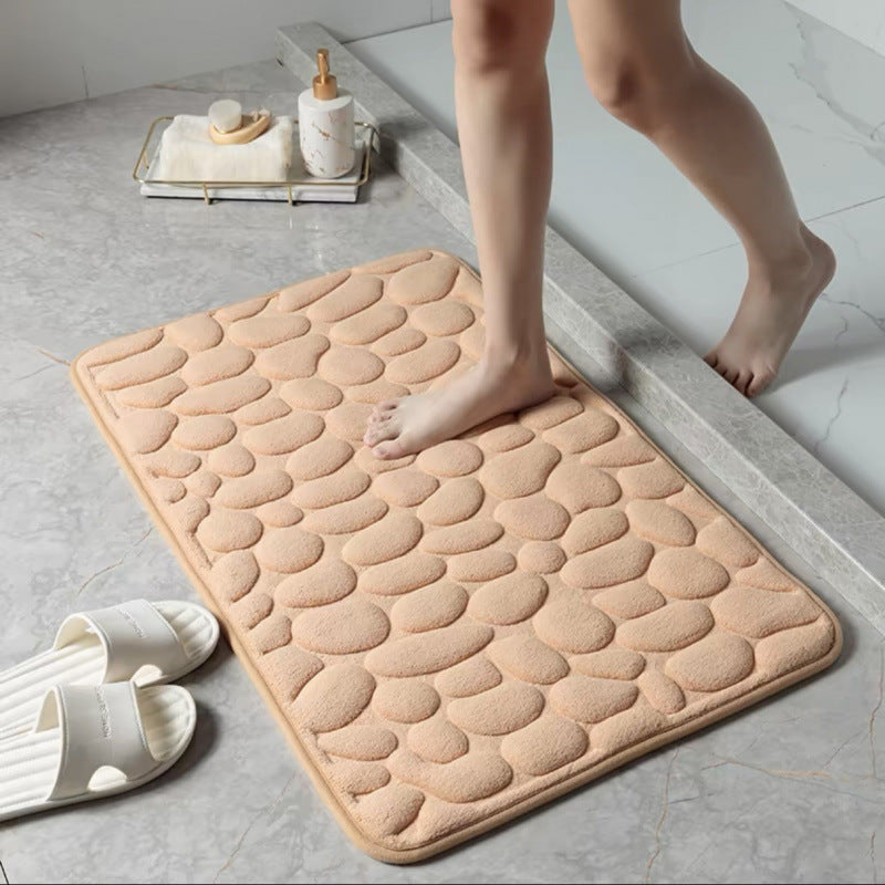 Bathroom Floor Mat Pebble Embossed Entrance Door Mat Absorbent Foot Mat Toilet Quick-Dry Non-Slip Rug
