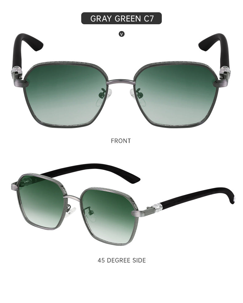 Vintage Imitation Wood Grain Temple Men's Sunglasses Outdoor Driving Square Frame Sunglasses Wholesale shades