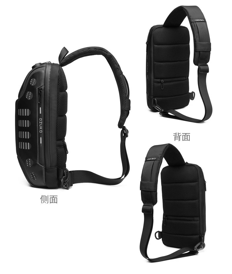 OZUKO Men's Chest Bag Anti-Theft Waterproof Chest Bag Trendy Fashion Crossbody Bag Large Capacity Business Shoulder Bag