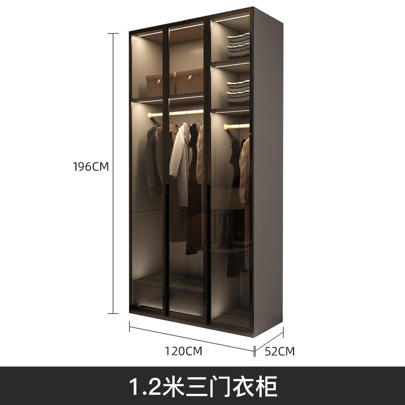 Modern Minimalist Wardrobe for Home Bedroom Cloakroom Glass Door Wardrobe Combination Small Apartment Wardrobe Light Luxury Free Shipping