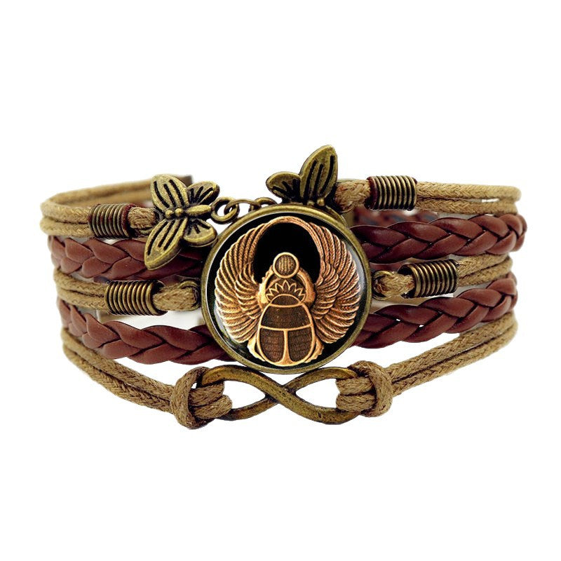 Vintage Multi-layer Woven Bracelet Butterfly Wireless Symbol Card Handmade Woven Bracelet Yoga Mandala Flower Bracelet