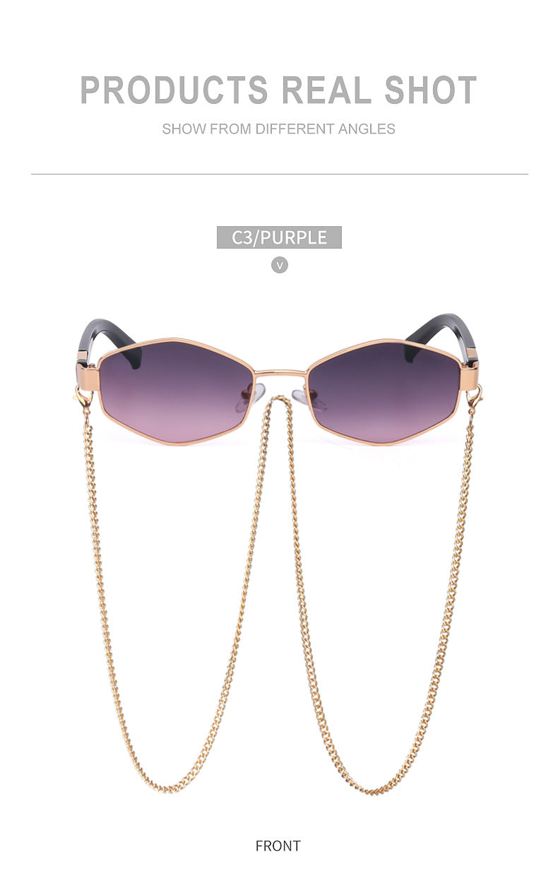 New Women's Sunglasses Fashion Chain Personality Round Frame Korean Style Sunglasses Wholesale Glasses sunglasses
