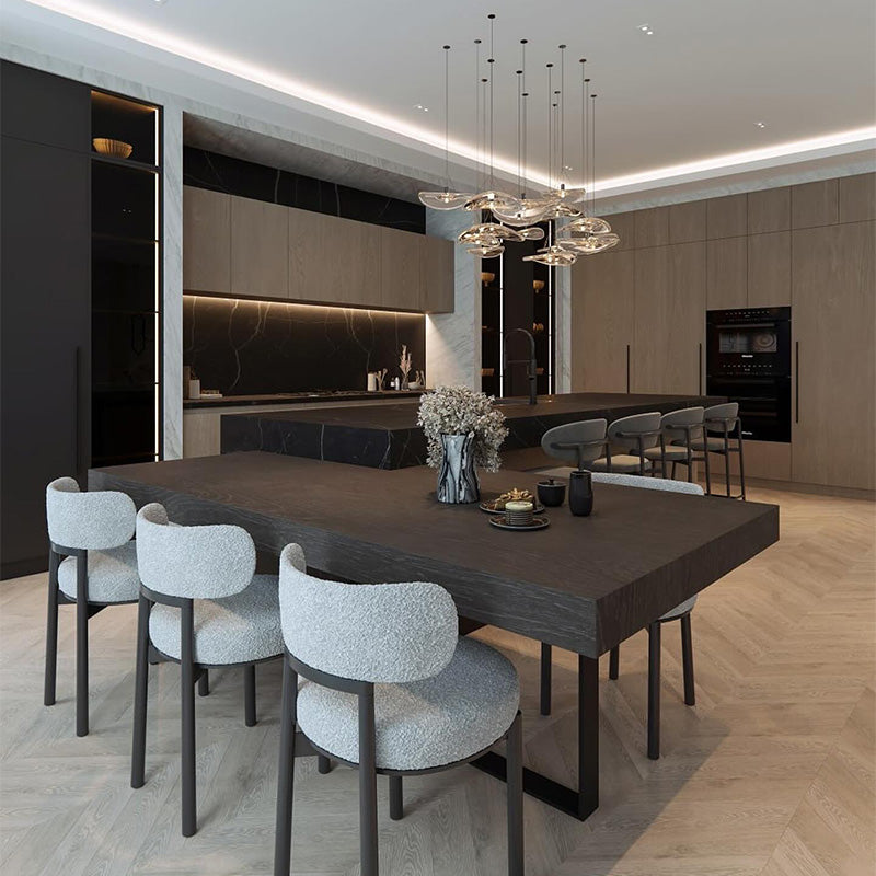 Best Simple Melamine Dark Black Luxury Large Modular Solid Wood Kitchen Cupboard Pantry Cabinet Set