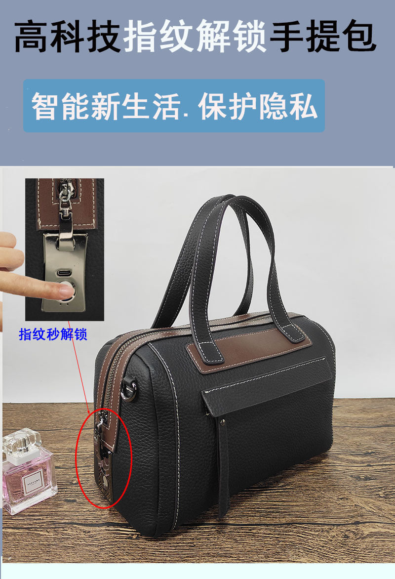 Boston Crossbody Pillow Bag Privacy Protection Fingerprint Unlock Genuine Leather Handbag Commuter Women's Bag Crossbody Bag