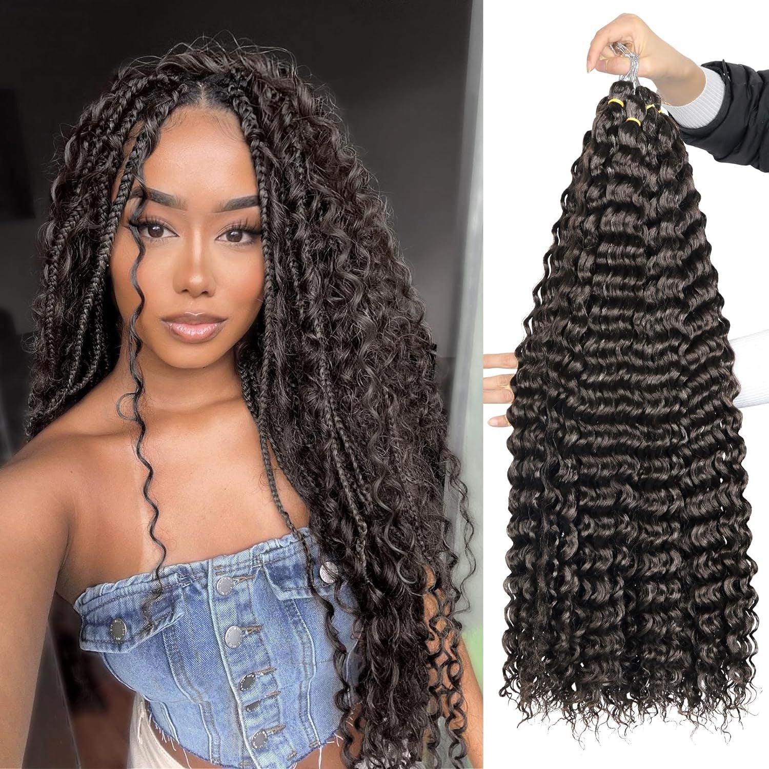 European and American Cross-Border African Synthetic Hair Wig Crochet Hair Extensions Curly Hair Piece DeepWaterWaveHair Long Curly Hair