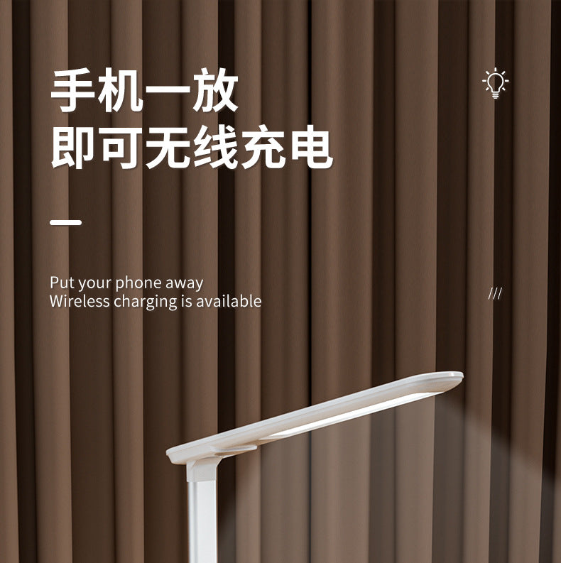 Factory Wholesale LED Smart Folding Desk Lamp Three Color Temperature Mobile Phone Wireless Charging Lighting Lamp Reading Eye Protection Lamp