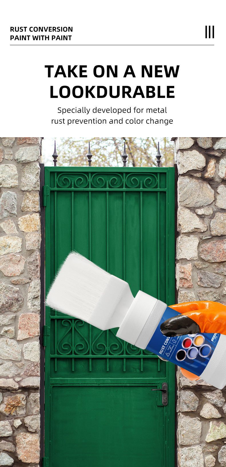Qixia Water-Based Anti-Rust Paint, Rust-Free Roof Iron Rust Conversion Paint, Color Steel Tile Renovation Paint, Water-Based Anti-Rust Paint