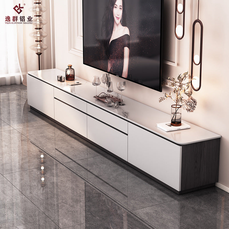 Aluminum Alloy TV Cabinet Living Room Household Small Apartment Simple Modern Light Luxury Coffee Table TV Cabinet Set Source Manufacturer