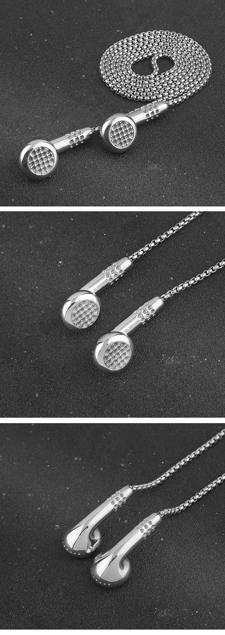 Titanium Steel Jewelry Hip Hop Disco Necklace Fashionable Personality ins Music Headphones Stainless Steel Pendant Jewelry