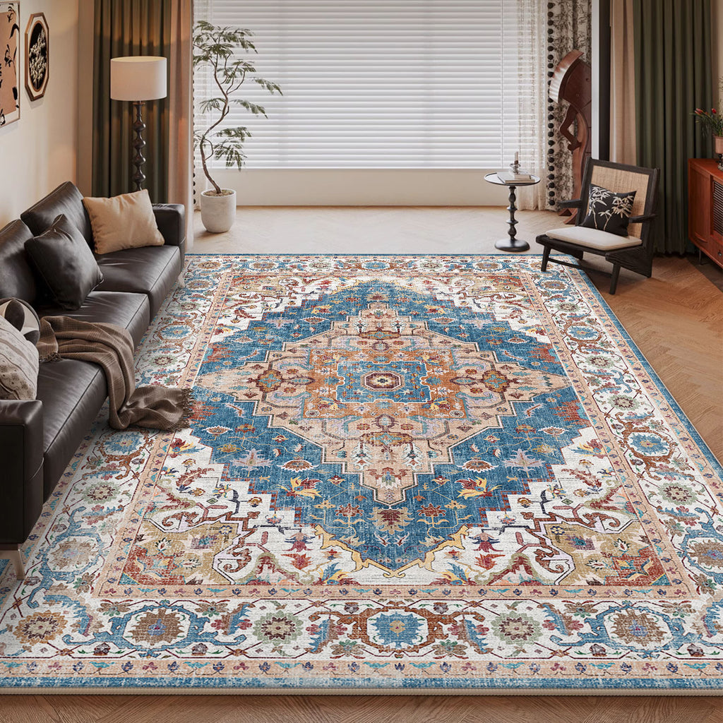 Persian Style Large Area Full Coverage Living Room Carpet, Stain Resistant and Easy to Maintain, Sofa and Coffee Table Decorative Carpet Wholesale