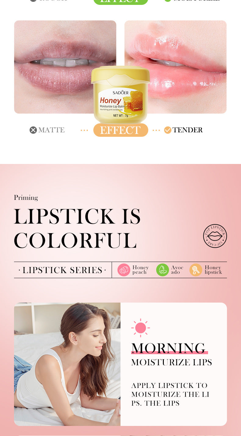 Lip Balm SADOER Honey Hydrating Avocado Anti-Dry Crack Peach Lip Mask  Wholesale