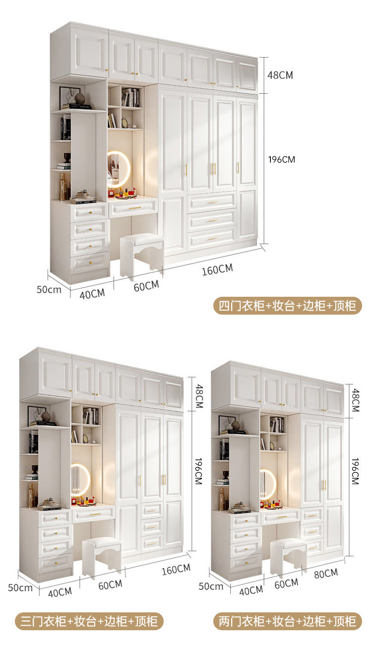 90Corner Wardrobe for Home Bedroom, Suitable for Various Sizes, Dressing Table Integrated, Trendy Simple European Style Large Wardrobe