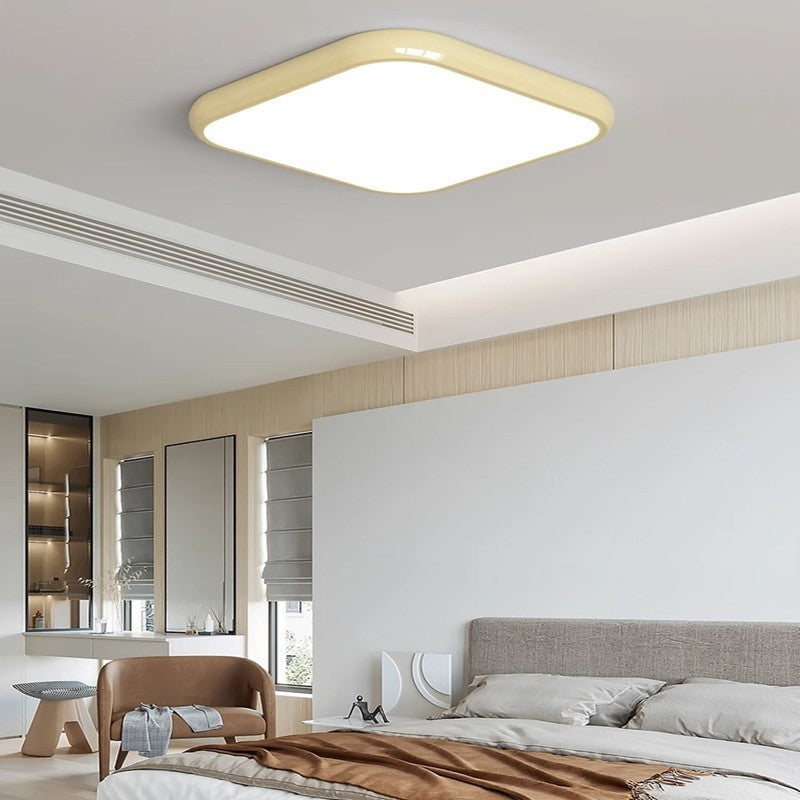 Cream style master bedroom lamp, round Nordic ceiling lamp LED Iron Art Study Lamp Creative Living Room Lamp Home Atmosphere