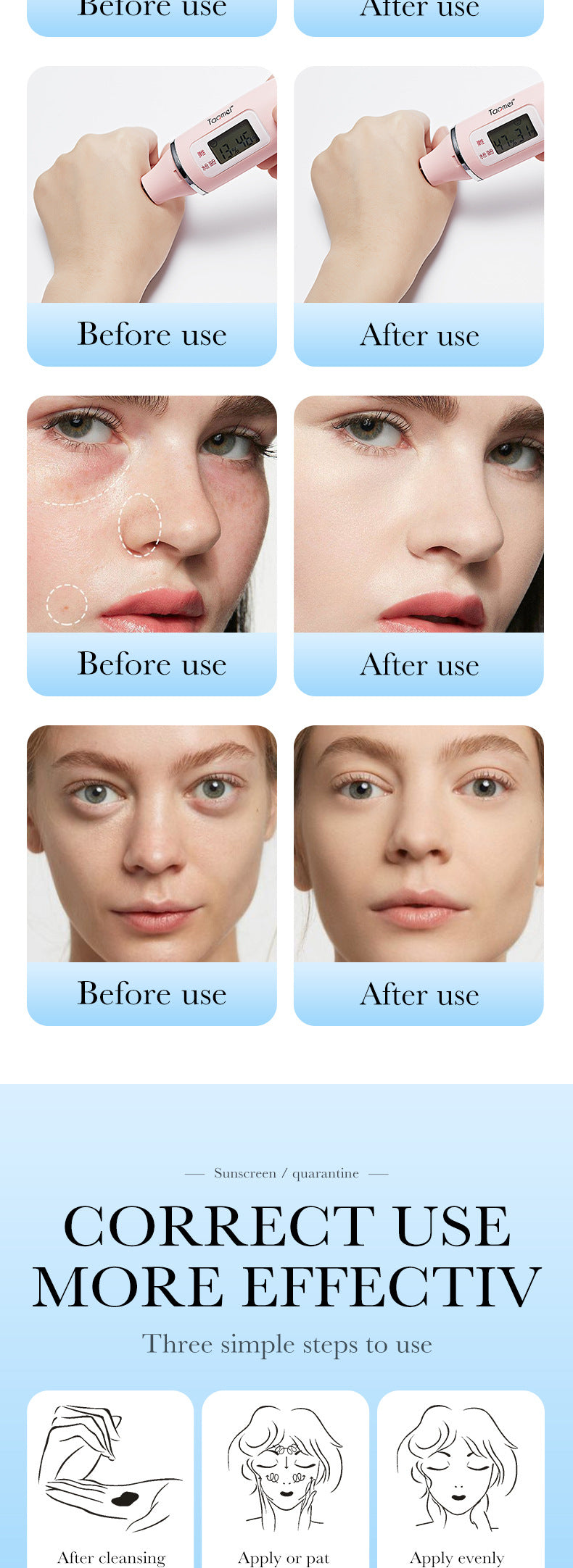 Makeup SADOER Three-color Rainbow Primer Brightening Skin Tone Sunscreen Makeup Base  Wholesale