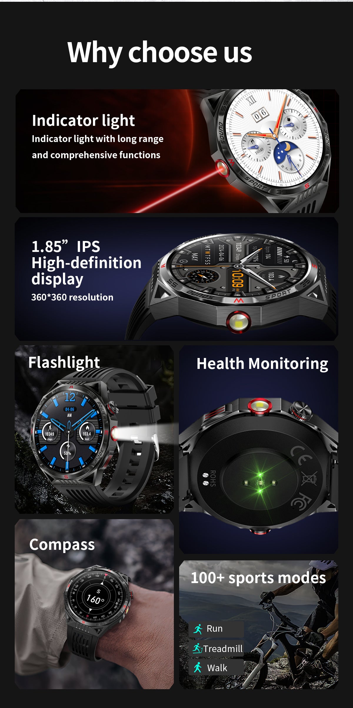 HT28Smart Watch Bluetooth Call True Heart Rate Step Sleep Breathing Training Deep Waterproof Flashlight Sports
