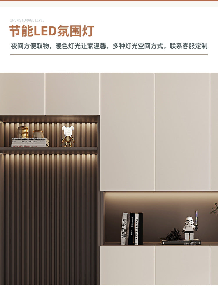 Solid Wood Entryway Shoe Cabinet Home Integrated Cabinet Top-to-Top Cream Style Simple Integrated Partition Large Capacity Doorway Shoe Cabinet