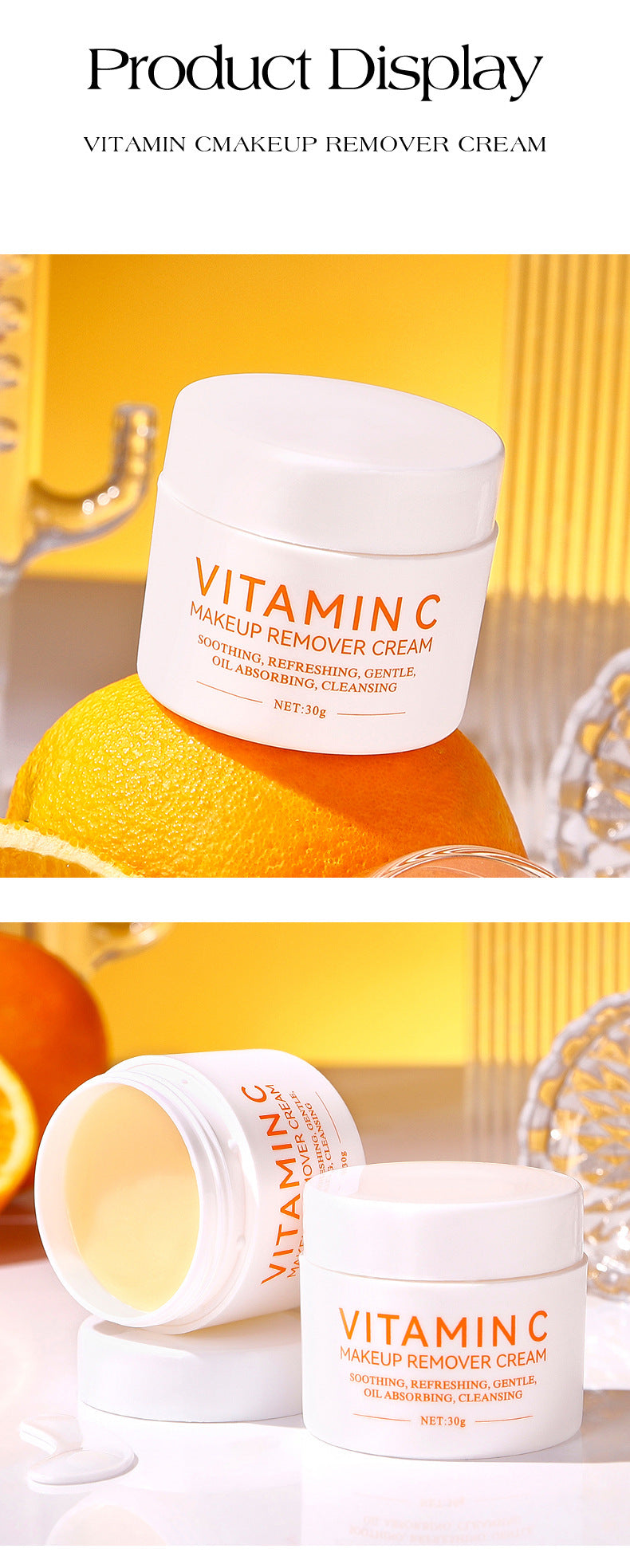 ICVC#Makeup Remover Cream Facial Cleansing Easy Makeup Removal Vitamin C Moisturizing cream30g Packaging European Beauty Makeup