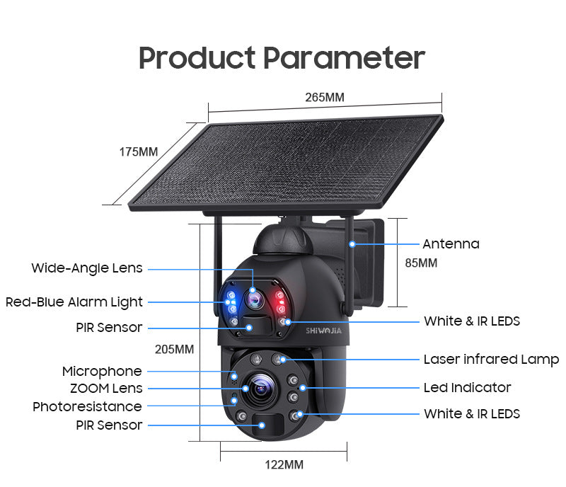 Factory Private Model600Wan HD Solar Camera Full Metal Farm20Night Vision Dual Lens Camera