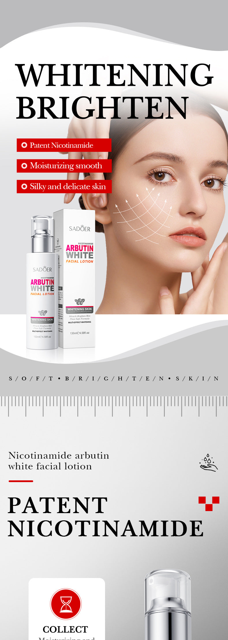 Niacinamide Arbutin Set SADOER Whitening, hydrating, and moisturizing skincare products  wholesale