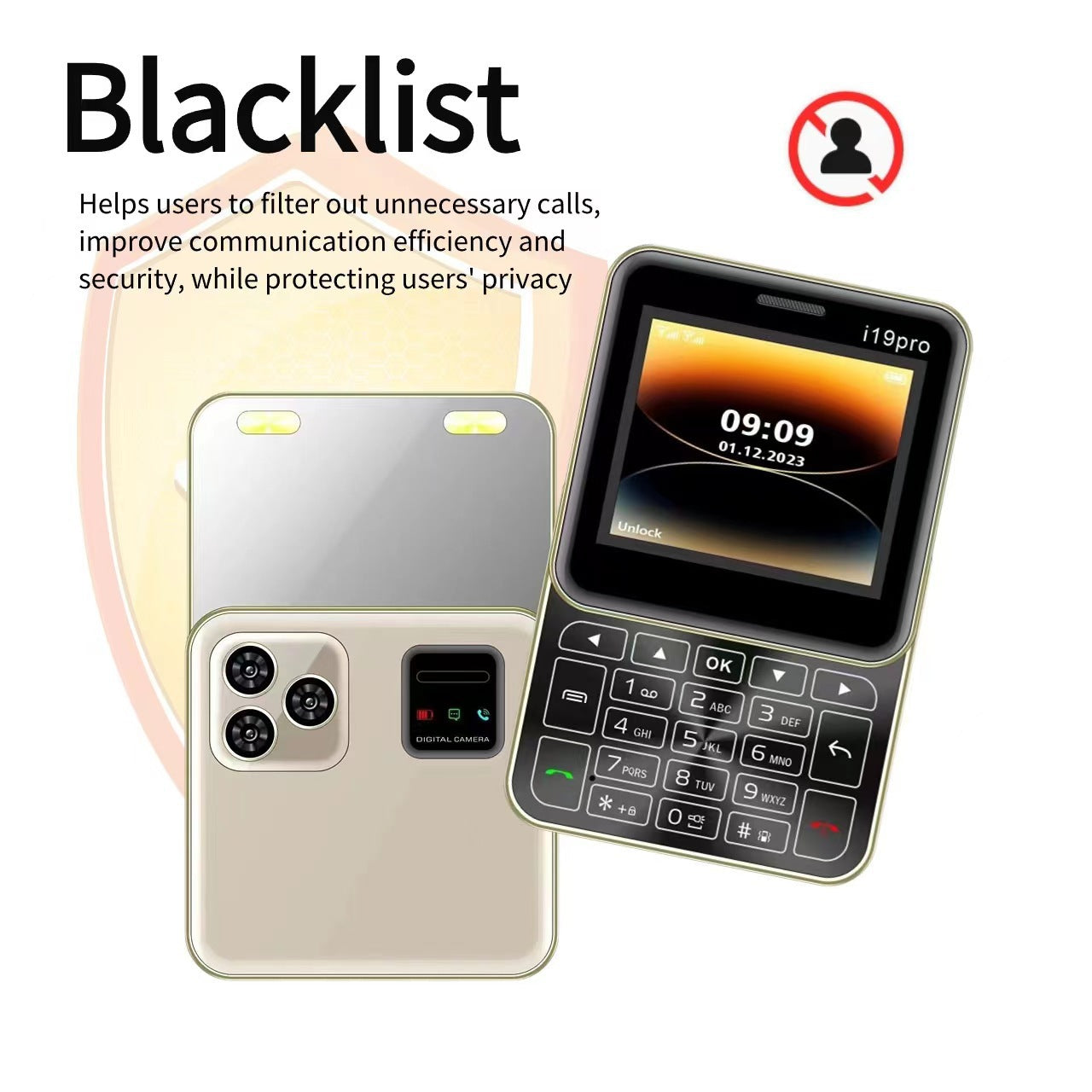 Mini Rotary Function button phonei19pro Rotate180Mini Phone