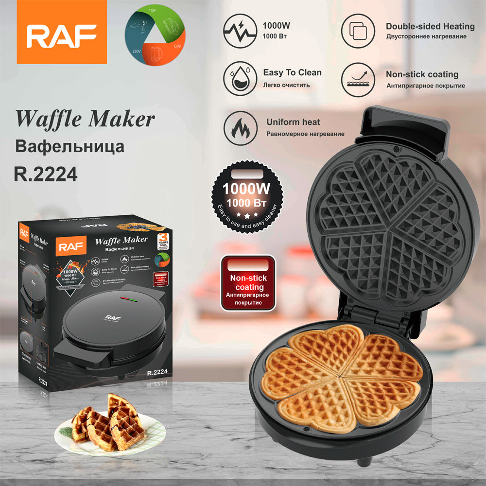 RAF European Standard Household Breakfast Sandwich Maker 1000w Electric Heart-Shaped Thin Pancake Maker R.2224