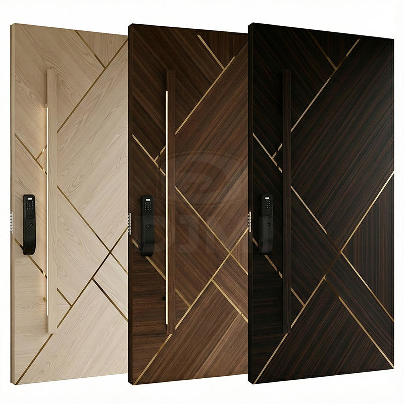 Luxurious Extra Large Size Irregular Flowing Design Residential Modern Exterior Main Entry Solid Wooden Front Door for Houses
