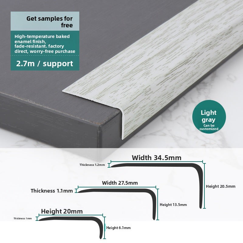 Aluminum alloy wood floor edge trim strip floor finishing strip L Wood grain trim strip7Door threshold trim edge sealing strip