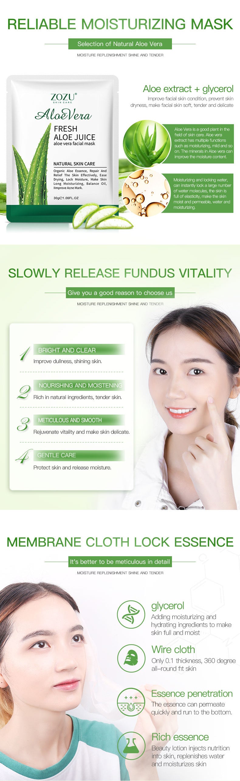 Honey Aloe Vera Mask ZOZU Hydrating Moisturizing Tablets  Cross-border Foreign Trade Skincare Wholesale