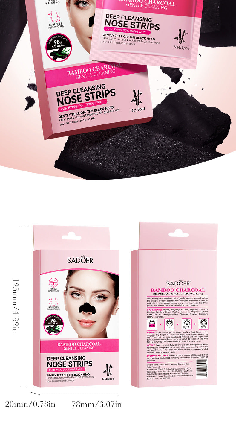 Bamboo Charcoal Women's Nose Strips SADOER Deep Cleansing Blackhead Removal Nose Strips  Wholesale