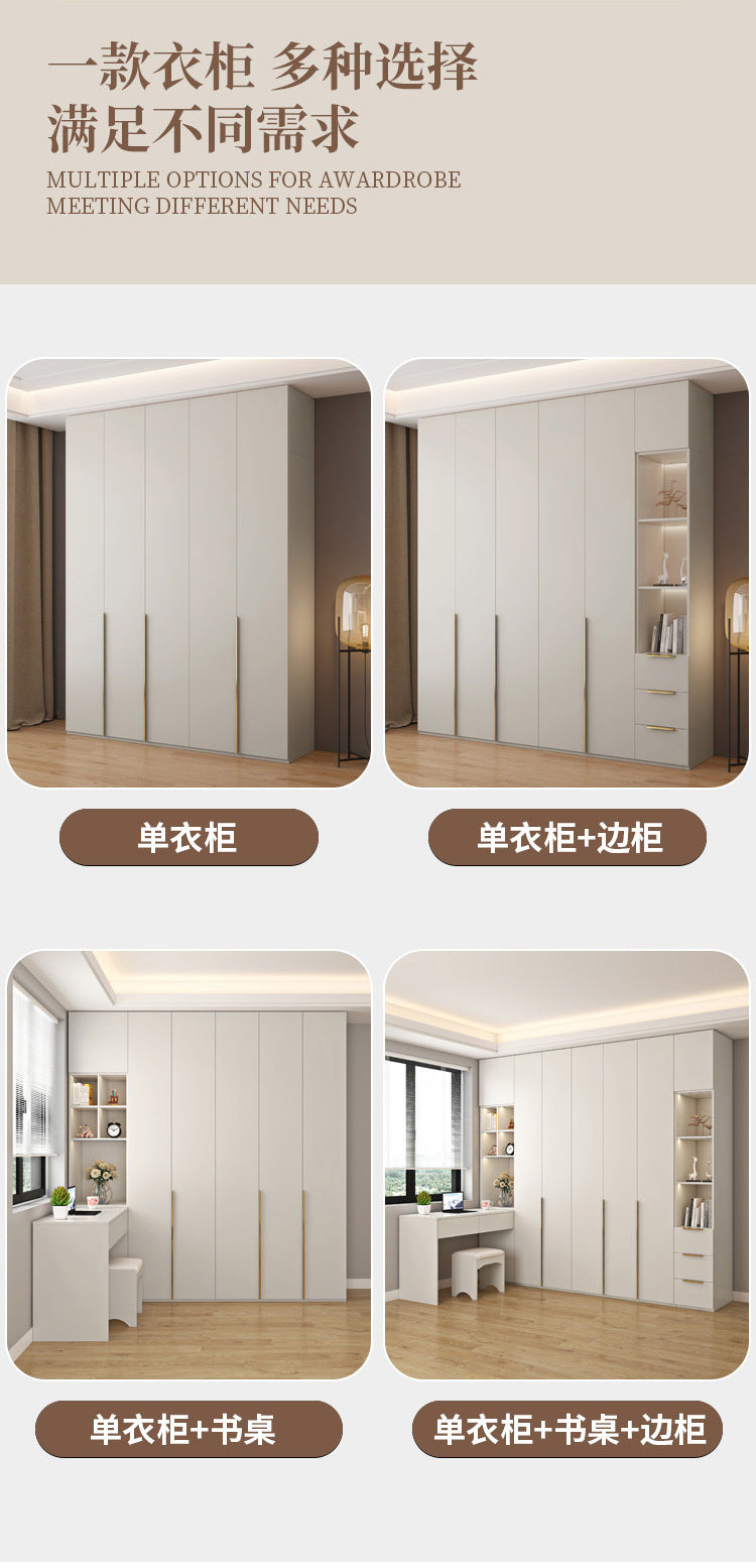Custom Solid Wood Wardrobe for Home Bedroom Modern Simple Cream Style Hot-Selling Storage Cabinet One-Door to Ceiling Large Wardrobe