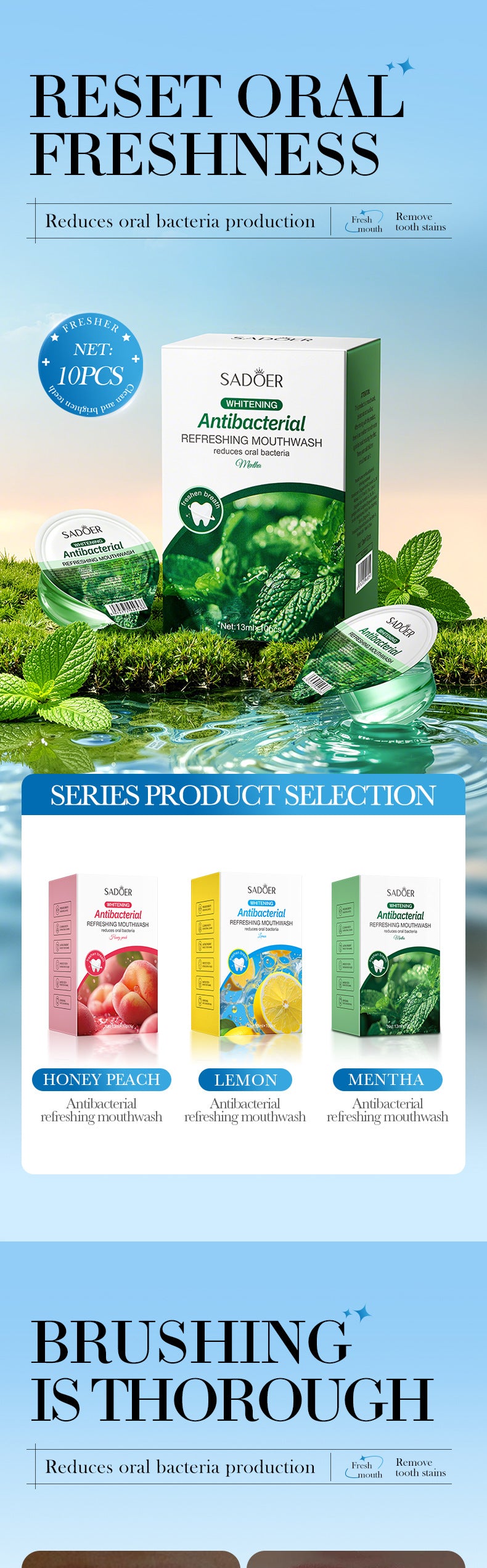 Mint Antibacterial Refreshing Mouthwash13mlSADOER Nude Cleaning Mouthwash Cross-Border Wholesale
