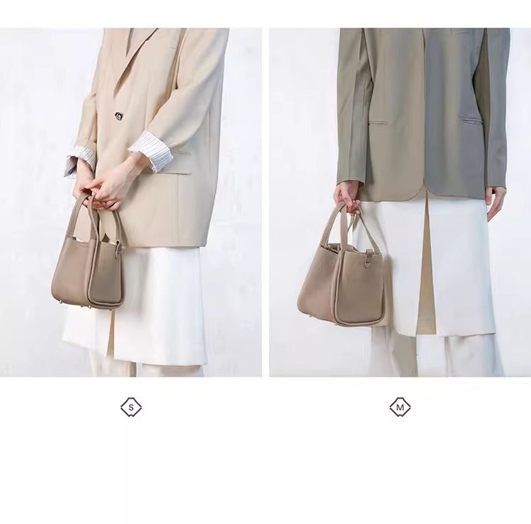 Medium Size Basket Series Women's Bag Top Layer Cowhide Fashion Women's Bag Large Capacity Shoulder Bag Crossbody Handbag Bucket Bag