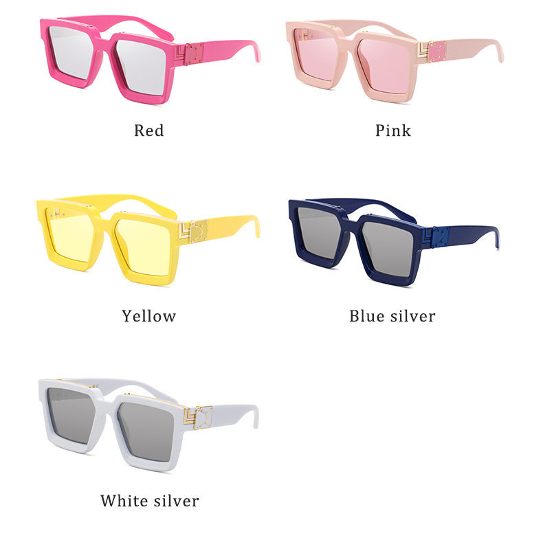 millionaire Large Square Frame Sunglasses for Women, Internet Celebrity Style, 0k Rich Driving Sun Protection Sunglasses for Men86229