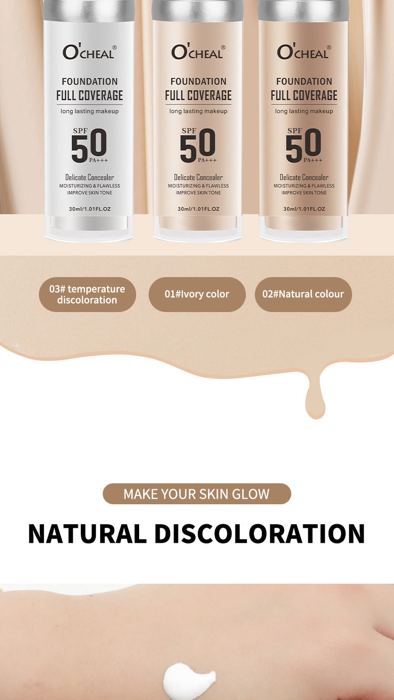 Dropshipping Beauty Color-Changing Foundation30ml Concealer Yellow Black Skin Foundation Waterproof Sweat E-commerce