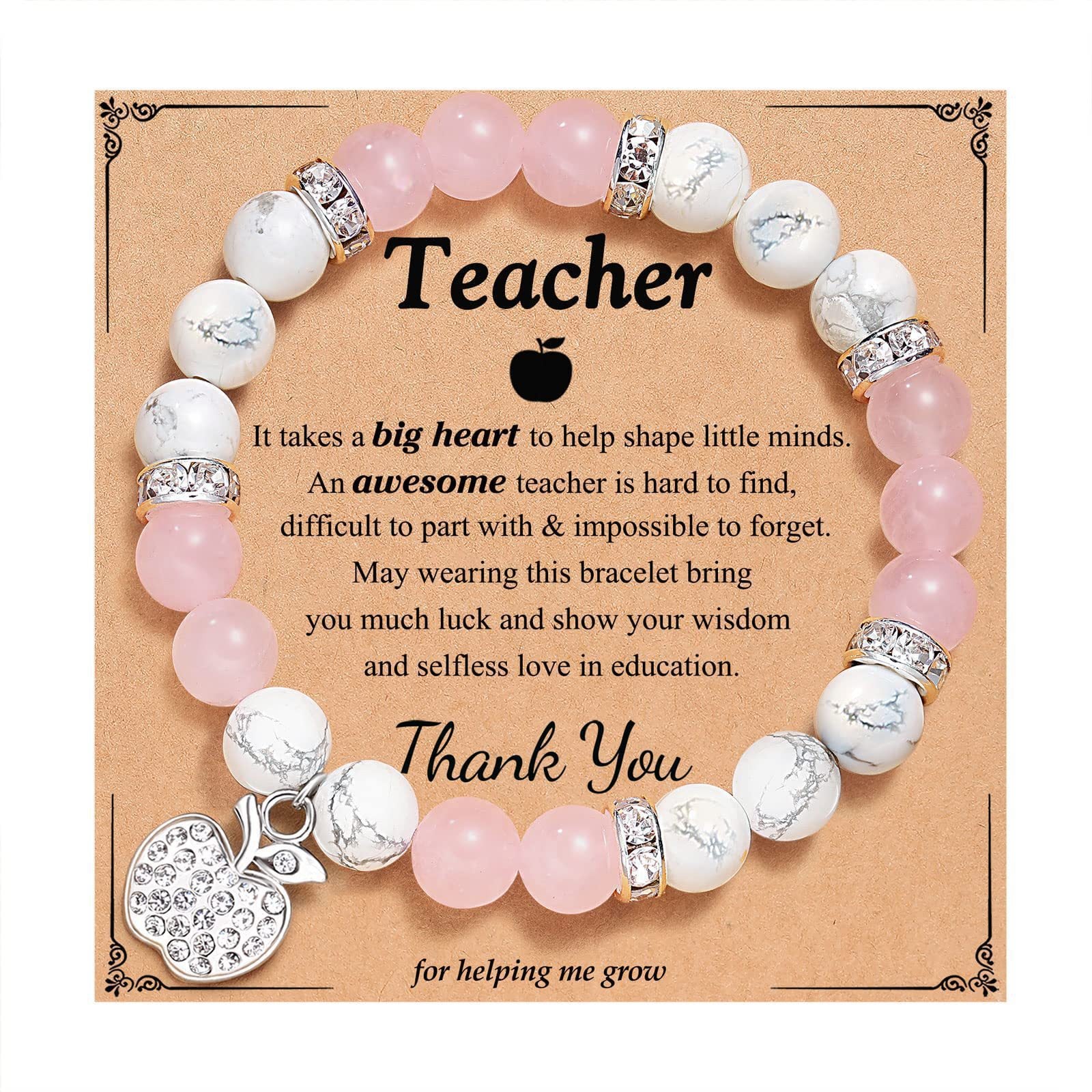 Teacher's Day Apple Pendant Bracelet Graduation Season Gift Lapis Lazuli Heart Pink Zebra Purple Agate Graduation Season Bracelet