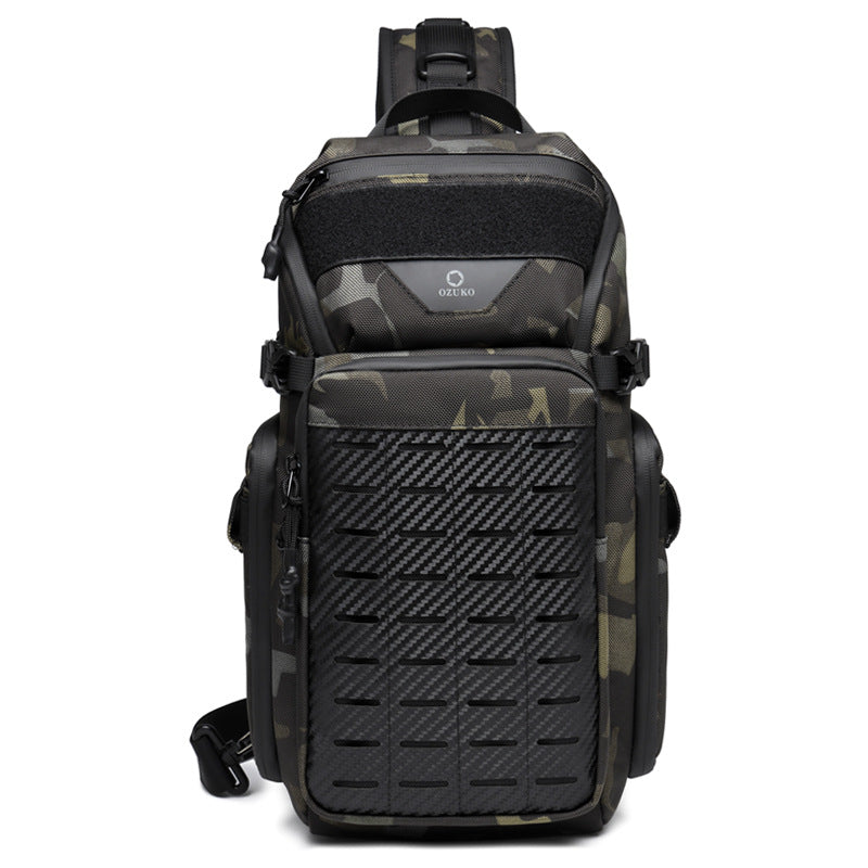 OZUKO Tactical Chest Bag Men's Crossbody Bag Waterproof Multifunctional Outdoor Portable Bag Cycling Trendy Shoulder Bag