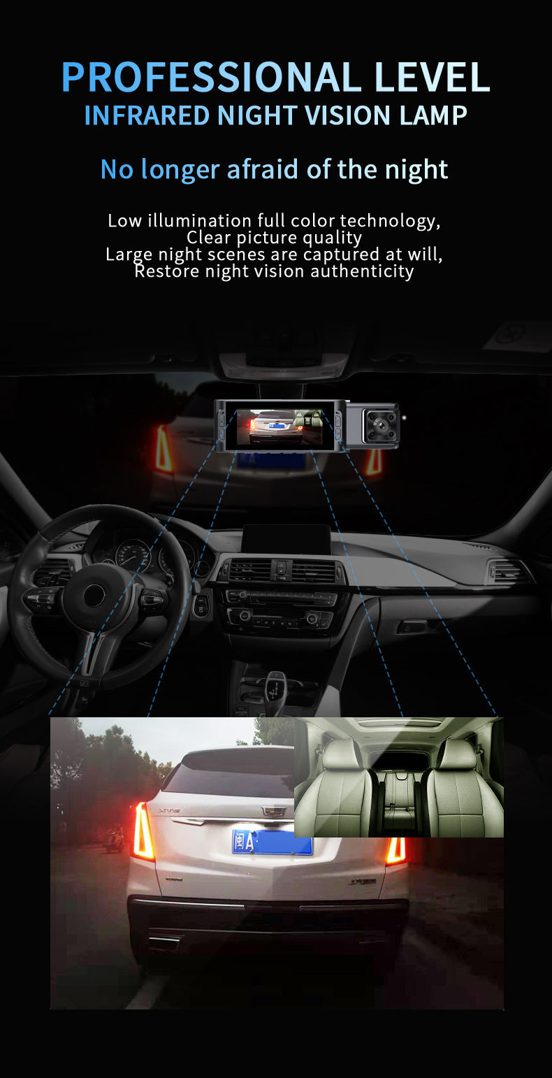 S181080P Three-lens driving recorder with high-definition ultra-wide-angle night vision WiFi Vehicle Front Dash Cam