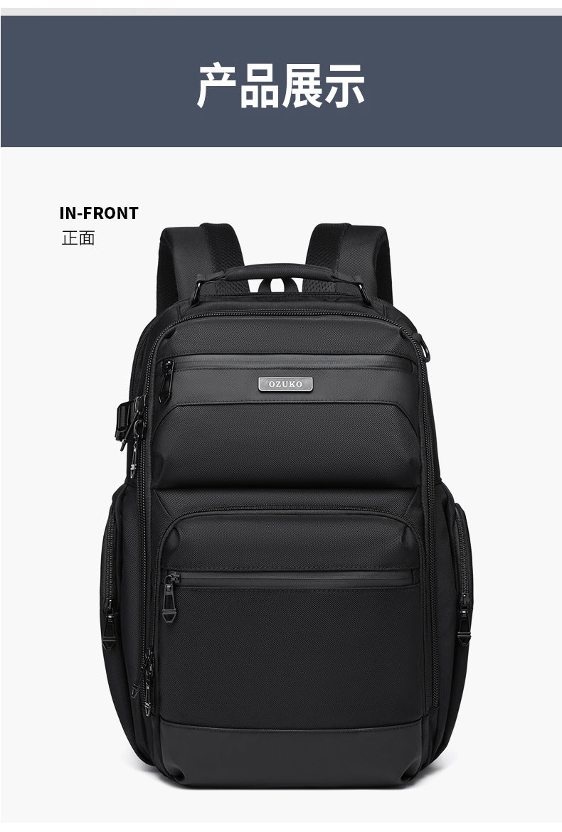 OZUKO Business Backpack Men's Commuting Computer Backpack Waterproof Large Capacity Business Travel Portable Men's Bag