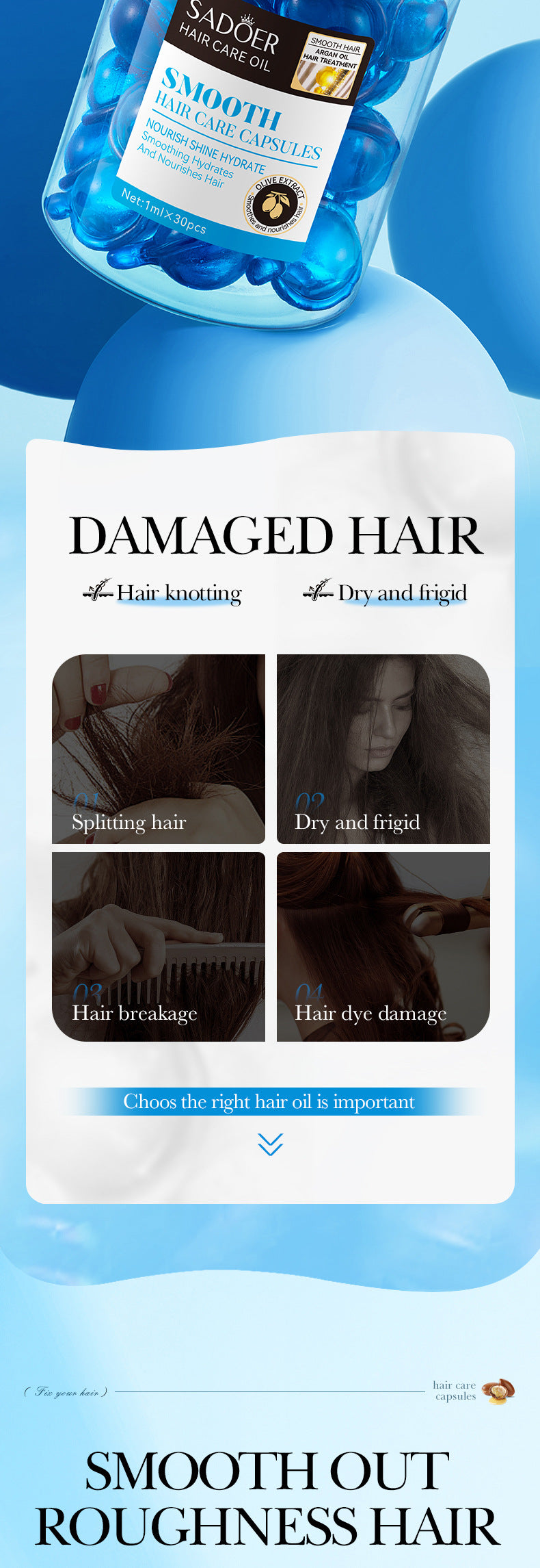 Nut Oil Hair Care Capsules SADOER Improve Frizz Essential Oil Capsule Conditioner  Wholesale